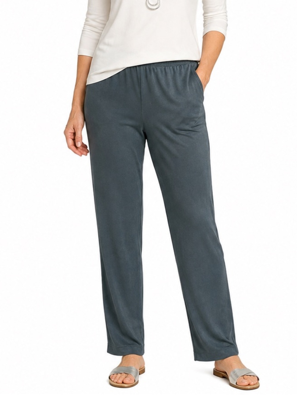 Chico's Travelers Essential Slim Pants Gray Lavastone Size 2 Regular (US 12/L)